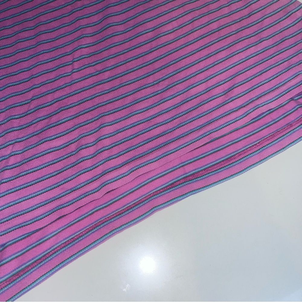 Vintage Lacoste Collection 80s Pink Teal Purple Shirt with Tennis Tails L - Picture 5 of 8